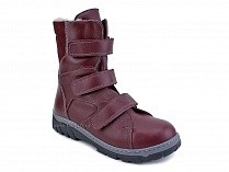 285б (22-31) Аквелла (Akwella), ботинки  детские ортопедические с высоким берцем, демисезонные, ворсин, кожа, бордовый в Хабаровске