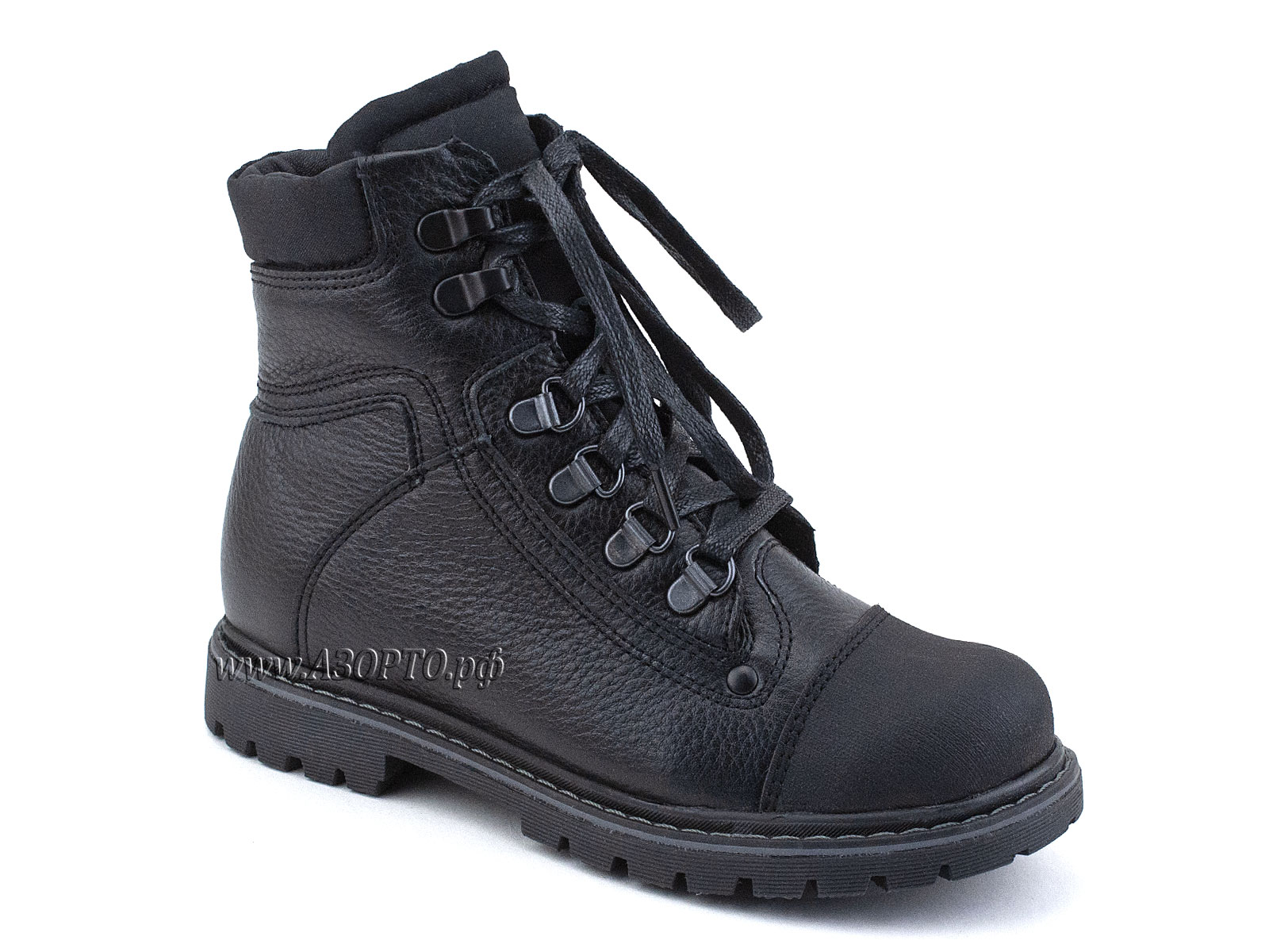 55257б ШагоВита (Shagovita), ботинки детские ортопедические профилактические, кожа, байка, черный