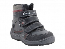 А43-037 Сурсил (Sursil-Ortho), ботинки детские ортопедические с высоким берцем, зимние, натуральный мех, кожа, черный, красный в Хабаровске