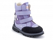 504 (26-30) Твики (Twiki) ботинки детские зимние ортопедические профилактические, кожа, нубук, натуральная шерсть, сиреневый в Хабаровске