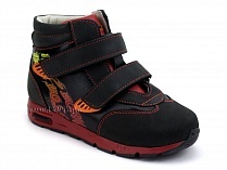 092-11 Бос (Bos), ботинки детские ортопедические профилактические, не утепленные, кожа, нубук, черный, красный в Хабаровске