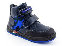 35124Б ШагоВита (Shagovita), ботинки детские демисезонные ортопедические профилактические, кожа, байка, черный, синий в Хабаровске