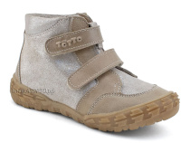 201-191,138 Тотто (Totto), ботинки демисезонние детские профилактические на байке, кожа, серо-бежевый в Хабаровске