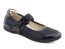 0015-500-0076 (37-40) Джойшуз (Djoyshoes), туфли Подростковые ортопедические профилактические, кожа перфорированная, темно-синий  в Хабаровске