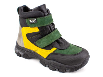 088-111-282-450 (31-36) Джойшуз (Djoyshoes) ботинки детские зимние мембранные ортопедические профилактические, натуральный мех, мембрана, нубук, кожа, черный, желтый, зеленый в Хабаровске