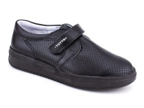 30024-701 Тотто (Totto), туфли школьные ортопедические профилактические перфорированная, кожа, чёрный в Хабаровске