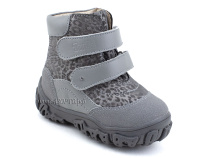 520-11 (21-26) Твики (Twiki) ботинки детские зимние ортопедические профилактические, кожа, натуральный мех, серый, леопард в Хабаровске