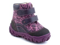 520-8 (21-26) Твики (Twiki) ботинки детские зимние ортопедические профилактические, кожа, натуральный мех, розовый, фиолетовый в Хабаровске