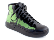 55317Б ШагоВита (Shagovita), ботинки детские  профилактические, кожа, байка, черный, зеленый в Хабаровске