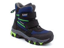 061-111-160 (26-30) Джойшуз (Djoyshoes) ботинки  ортопедические профилактические мембранные утеплённые, флис, мембрана, нубук, темно-синий, черный в Хабаровске
