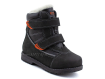 151-13   Бос(Bos), ботинки детские зимние профилактические, натуральная шерсть, кожа, нубук, черный, оранжевый в Хабаровске