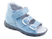 0313-9-603 Тотто (Totto), сандалии детские открытые ортопедические профилактические, кожа, голубой в Хабаровске