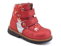 2031-13 Миниколор (Minicolor), ботинки детские ортопедические профилактические утеплённые, кожа, байка, красный в Хабаровске