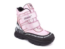 2633-06МК (26-30) Миниколор (Minicolor), ботинки зимние детские ортопедические профилактические, мембрана, кожа, натуральный мех, розовый, черный в Хабаровске
