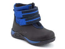19-583-4 Скороход (Skorohod), ботинки демисезонные утепленные, байка, гидрофобная кожа, синий, чёрный в Хабаровске