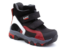 026-111-214-422-01-143 (26-30) Джойшуз (Djoyshoes) ботинки детские ортопедические профилактические утеплённые, замша, велюр, кожа, черный, красный, белый в Хабаровске